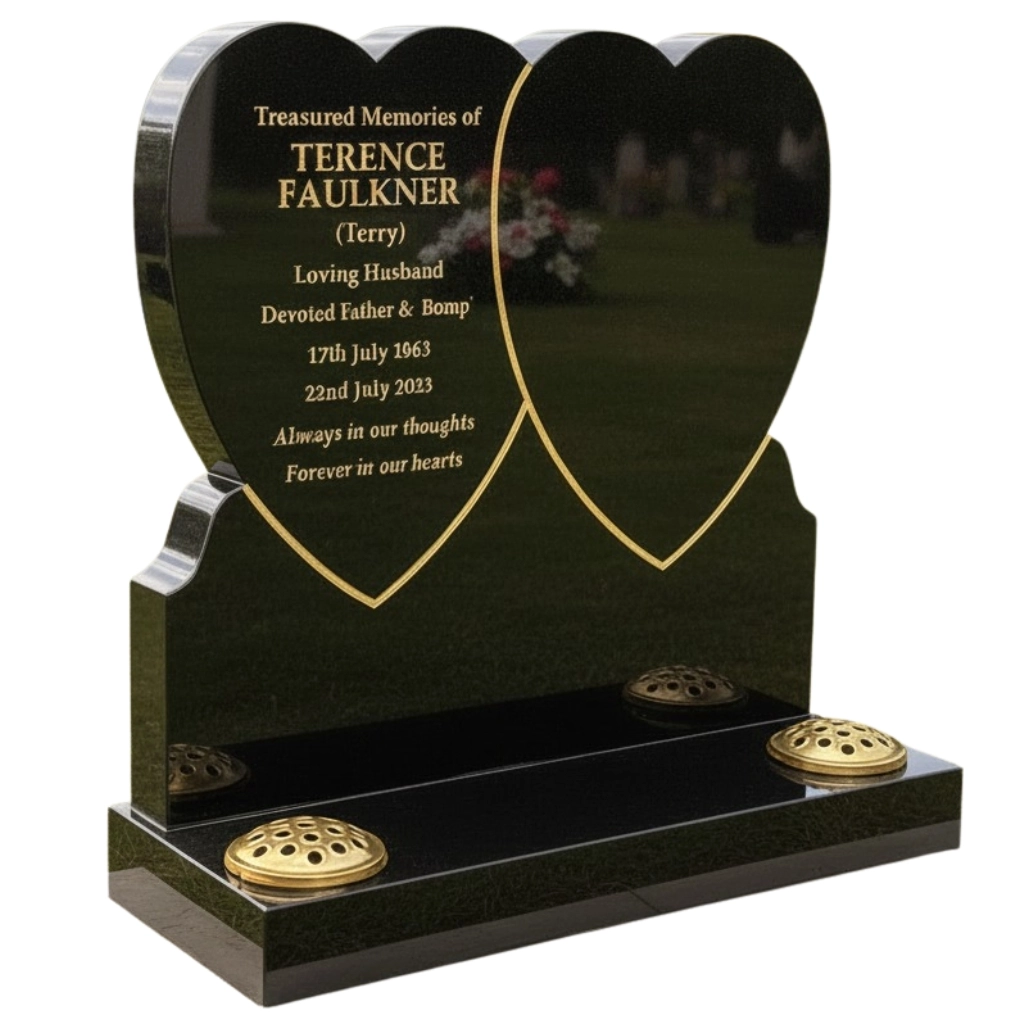 bespoke granite headstone – The Football Shirt by Churchill Memorials