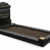 Pure Tranquillity Islamic kerb memorial in polished black granite with Arabic and English inscriptions